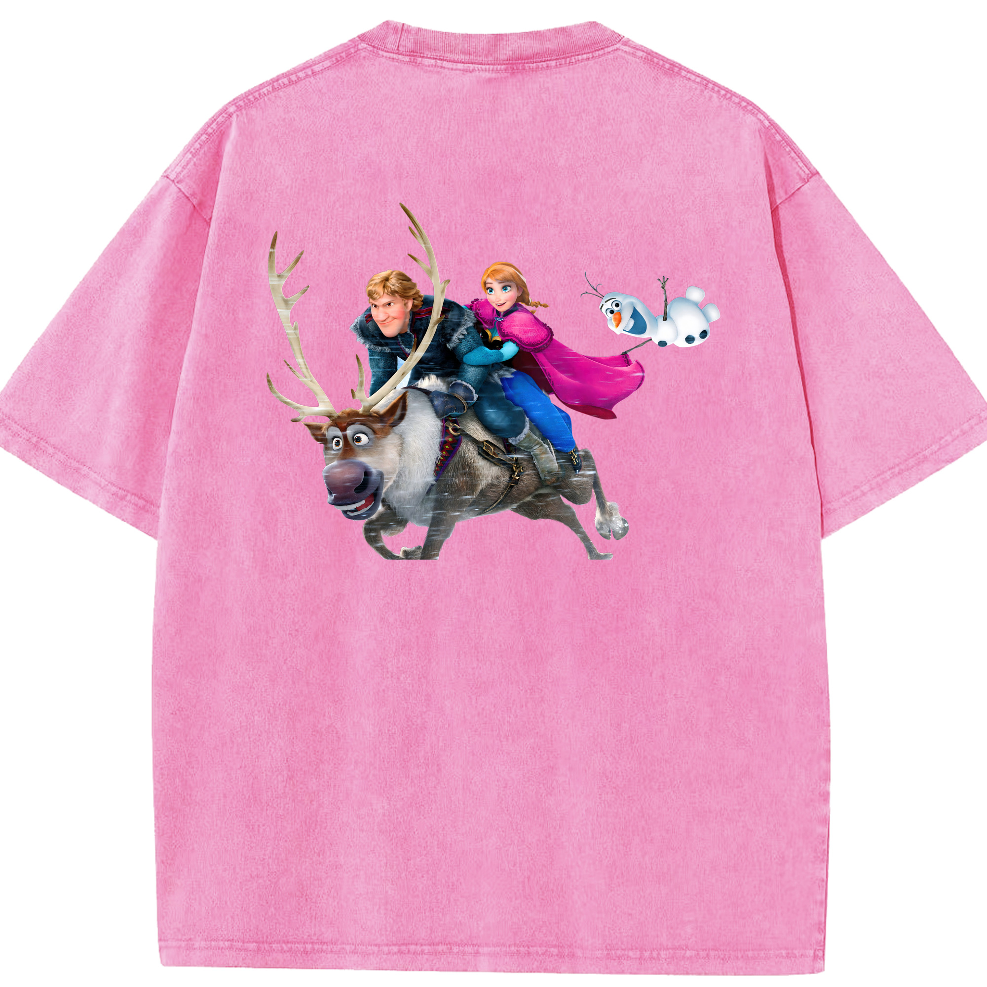（画像用） アナと雪の女王 アンナ エルサ Frozen Anna Elsa 綿100% ヴィンテージ風 半袖Tシャツ（背面プリント）